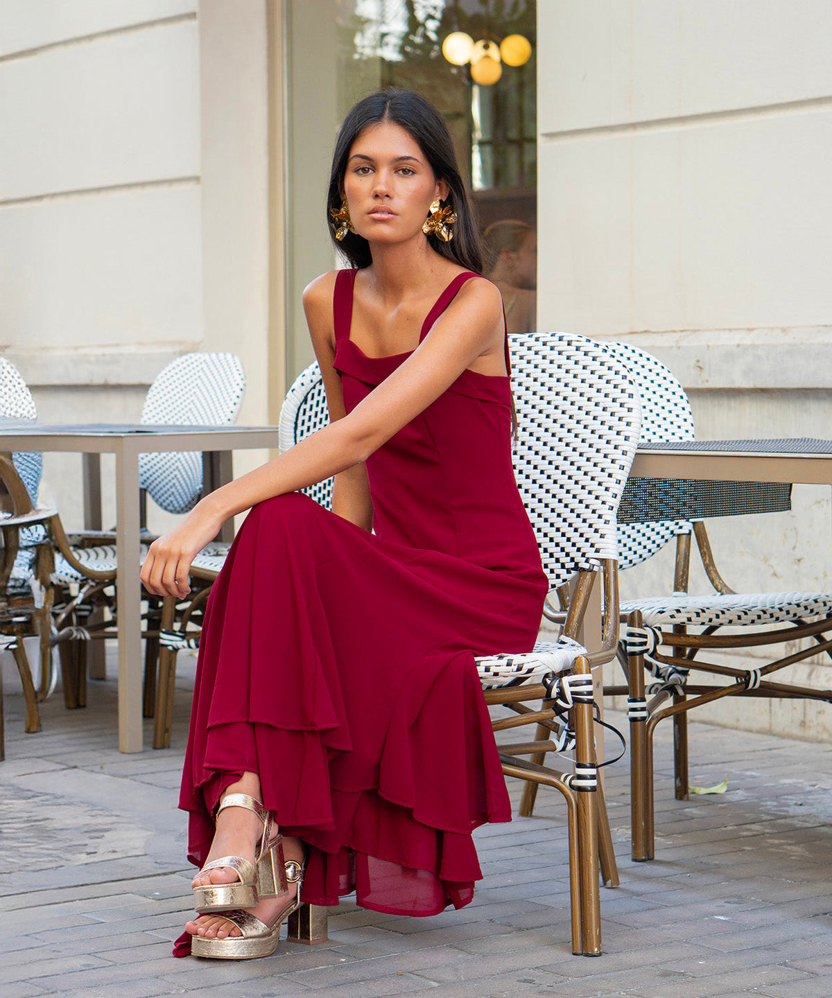 Vestido Linda  borgoña