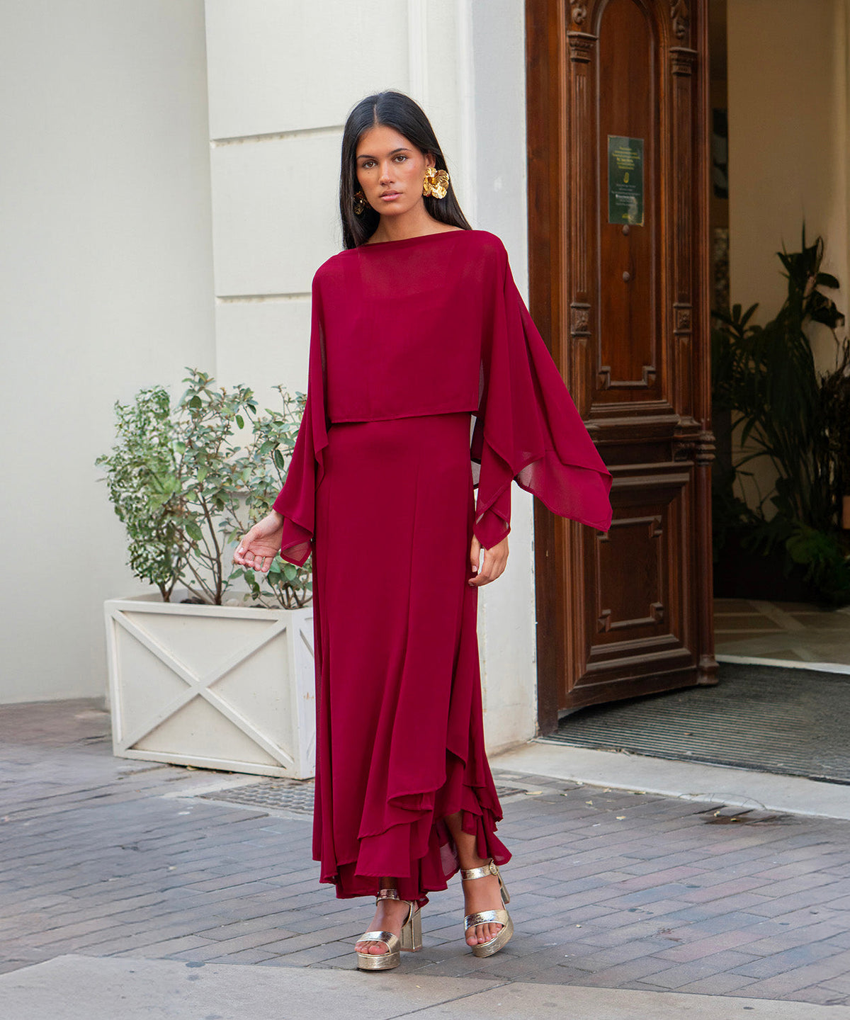 Vestido Linda  borgoña