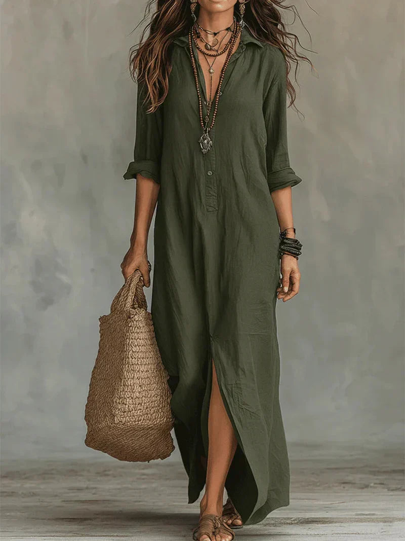 WILLOW | Vestido maxi sin esfuerzo con silueta favorecedora, versátil para el día a día