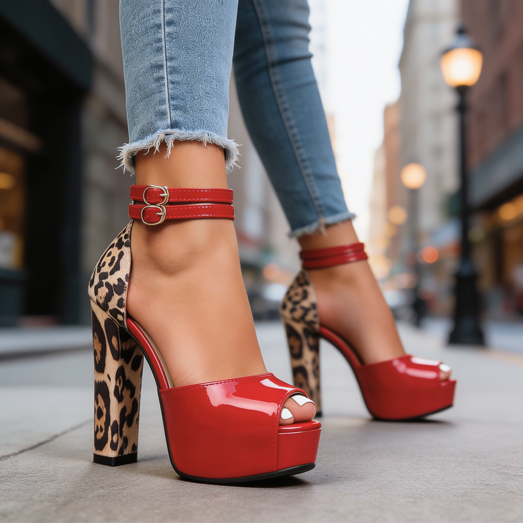 Sierra™ Zapatos de plataforma con estampado de leopardo elegantes