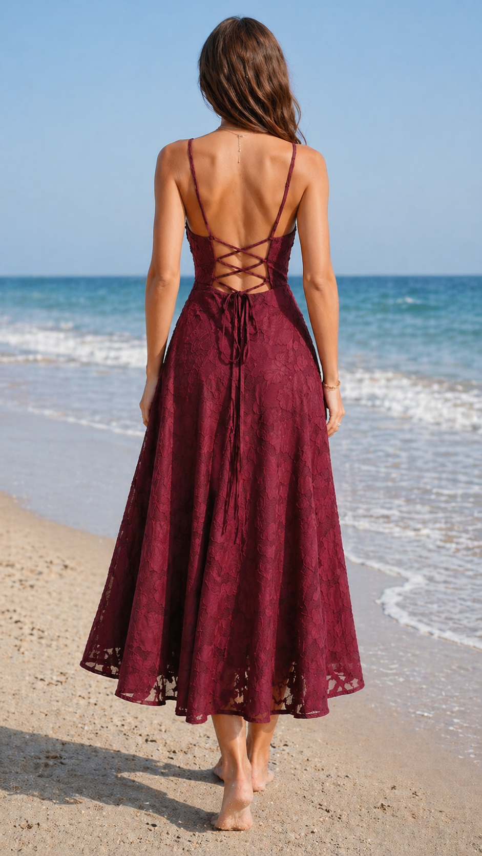 Vestido de jacquard rojo vino - Elegante y atemporal