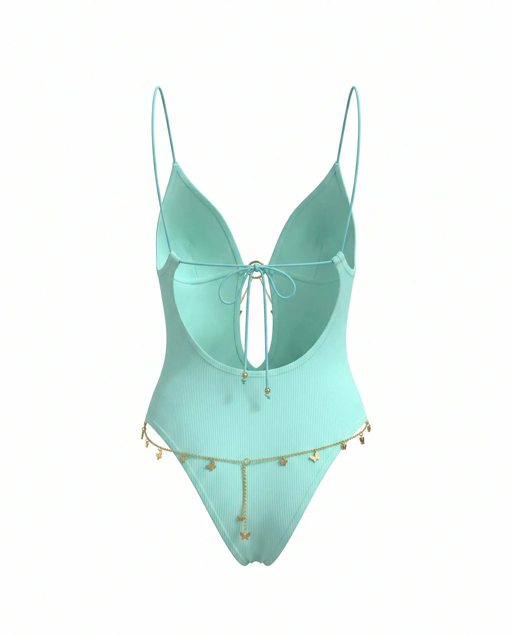 Maillot de bain une pièce vert menthe avec détail chaîne
