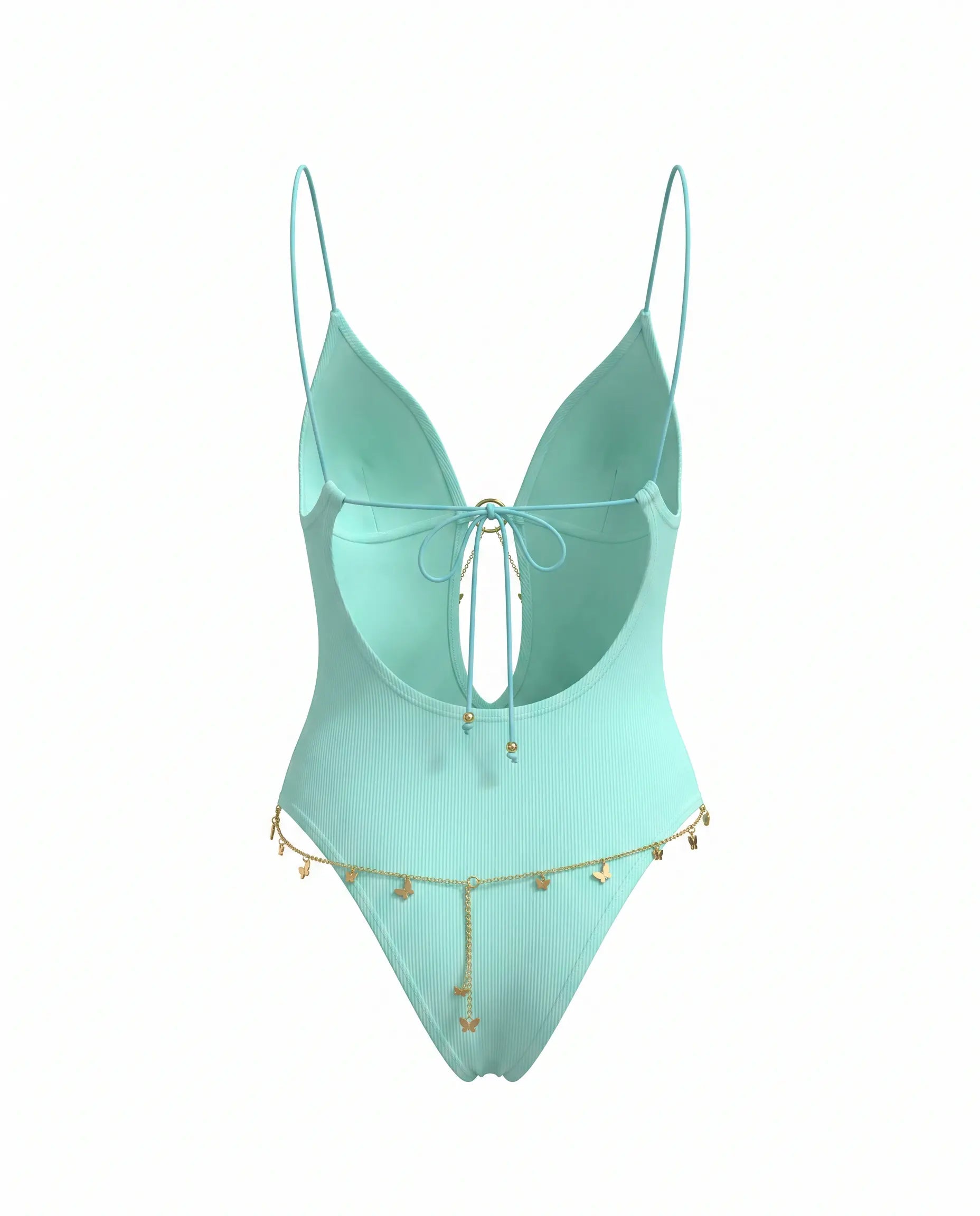 Maillot de bain une pièce vert menthe avec détail chaîne