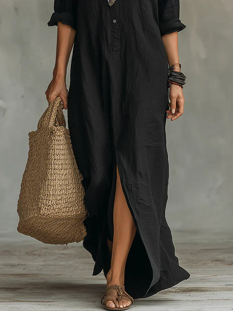 WILLOW | Vestido maxi sin esfuerzo con silueta favorecedora, versátil para el día a día