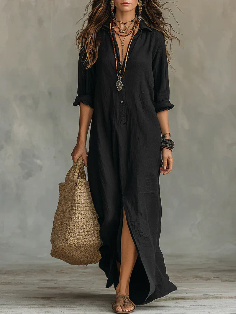 WILLOW | Vestido maxi sin esfuerzo con silueta favorecedora, versátil para el día a día