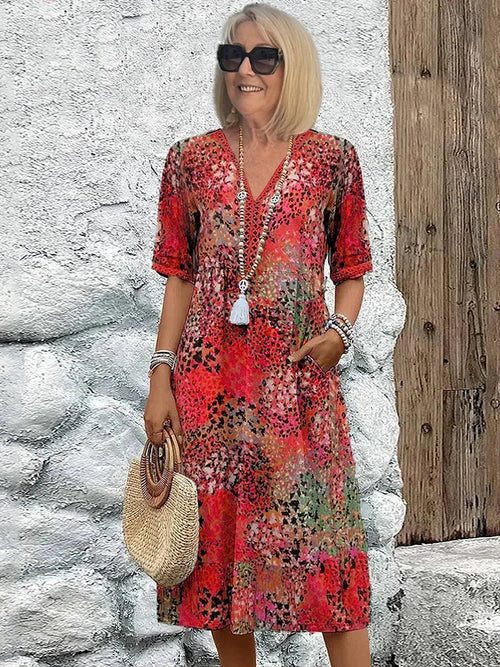 Dorina | V-Ausschnitt-Kleid mit Print