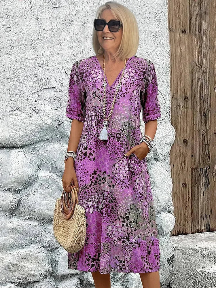 Dorina | V-Ausschnitt-Kleid mit Print