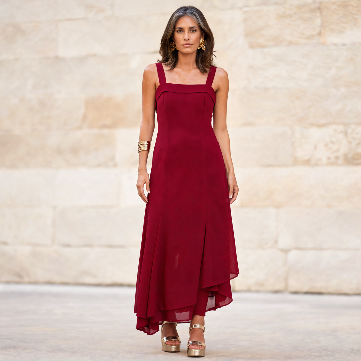 Vestido Linda  borgoña